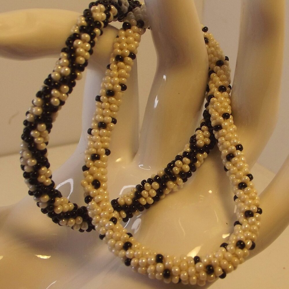 Lot of 2 Crocheted Seed Bead Roll-on Bracelets